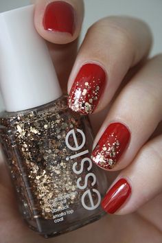 Red Nail Art Designs, Unghie Sfumate, Red Nail Art, Christmas Gel Nails, Christmas Nail Art Designs, Party Nails, Super Nails, Sparkle Nails