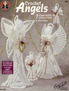 crochet angels with chains and bows are featured in the book crochet angels