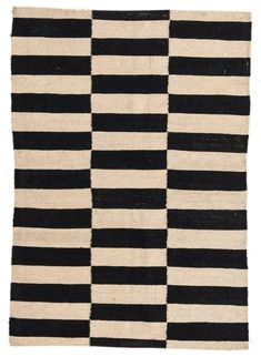 a black and white striped rug