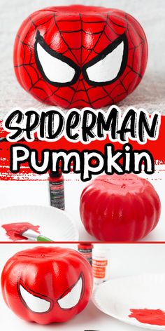 the spiderman pumpkin is ready to be painted