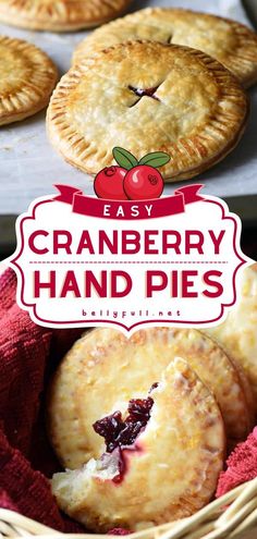 homemade cranberry hand pies in a basket