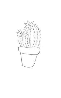 a drawing of a cactus in a pot