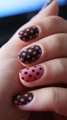 . Do It Yourself Nails, Dot Nails, Polka Dot Nails, Cute Nail, Really Cute Nails, Dots Nails, Kawaii Nails, I Love Nails, Cute Nail Designs