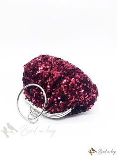 Bird in Bag - Sparkling Evening Bag with Glitter Decoration Glamorous Glitter Clutch Bag, Red Sequined Party Bags, Sequin Clutch Bag For Gift, Glamorous Glitter Bags For Gifts, Pink Glitter Party Bag, Pink Glitter Party Bags, Ruched Bag, Glitter Decor, Chain Pattern