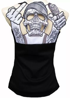 Tattoo badass skull tank top shirt from * d'punk punk baby * This  Exclusive  eye-catcher will turn a man's world upside down, because the back of the Black top has it all. Badass skull. The tank top is Slightly tailored cut and fit, thanks to its slight stretch to the body. The tank top not only Inspires tattoo friends. color: black material: tank top 100% cotton / back motiv 100% polyester care: 30 Biker Clothes, Punk Rock Baby, Badass Skulls, Affliction Clothing, Punk Baby, Skull Tank Top, Elvira Mistress Of The Dark, Gothic Tops, Attitude Clothing