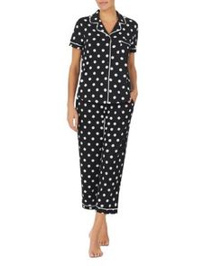 kate spade new york Printed Cropped Pajama Set Stylish Pajamas, Black Pajamas, How To Hem Pants, Pajama Set Women, Black Dots, Kate Spade New York, Cropped Pants, Printed Shorts, Knit Jersey