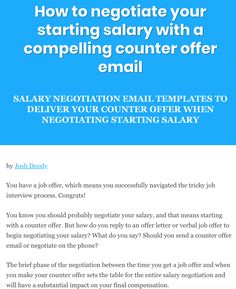 an email cover with the text how to negotiate your starting salary with a completing counter offer email