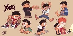 cartoon character poses and expressions for animation characters, including an image of a man with his hands in the air