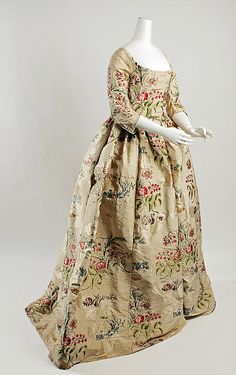 Silk brocade dress, British, ca. 1780. The Met Museum, Romantic Life