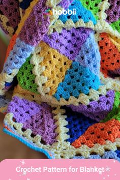 the crochet pattern for blanket is shown