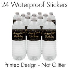 Black and Gold 65th Birthday Party Water Bottle Labels, 24 Count Black And Gold Birthday, 90th Birthday Decorations, 80th Birthday Decorations, Birthday Party Table Decorations, 90th Birthday Parties, Happy 90th Birthday, 30th Birthday Decorations, 90's Birthday Party