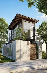 an artist's rendering of a modern house in the middle of trees and grass