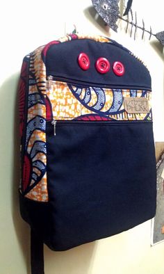 Urbanphunk canvas laptop bag with button & ankara details Canvas Laptop Bag, Leather Inspiration, Handmade Fabric Bags