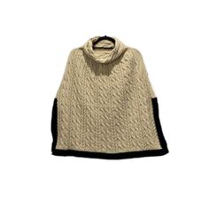 Nwt Serra Women's Cable Knit Poncho One Size Cream & Black Cozy Soft Preppy Cape New With Tags, Perfect No Flaws One Size Fits Most (See Pics For Measurements) Soft, Cozy, Stretchy 100% Poly Nice Big Folded Over Or Scrunch Down Cowl/Turtle Neck Cream Color Cable Knit With Black Accents And Side Slits Beige Wool Poncho One Size, One Size Beige Wool Poncho, Cream Cozy Poncho, Cozy Cream Poncho, Cozy Beige Wool Poncho, Winter Cream Knit Poncho, Winter Cable Knit One-size Poncho, Cable Knit Poncho, One Size For Winter, One Size Cable Knit Winter Poncho