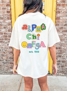 Alpha Chi Omega Scrapbook Sorority Comfy T-shirt Alpha Chi Omega Shirts, Delta Gamma Sorority, Kappa Delta Sorority, Delta Zeta Sorority, Alpha Epsilon Phi, Sigma Delta Tau, Theta Phi Alpha, Alpha Omicron Pi, Delta Phi Epsilon