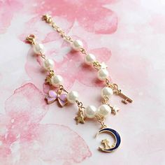 Brand New Gorgeous Details Sailor Moon Fans Must Have!! Sailor Moon Bracelet, Small Gifts For Girlfriend, Nose Ring Jewelry, Pearl Charm Bracelet, Cheap Bracelets, Dragon Earrings, Moon Bracelet, Freshwater Pearl Bracelet, Jewelry Show