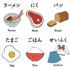 japanese food with the words in different languages