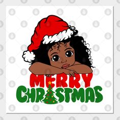 This Merry Christmas Afro Wearing Santa Design is Perfect for women, toddlers, kids, girls and teens, black women to wear on christmas party or holiday event. -- Choose from our vast selection of art prints and posters to match with your desired size to make the perfect print or poster. Pick your favorite: Movies, TV Shows, Art, and so much more! Available in mini, small, medium, large, and extra-large depending on the design. For men, women, and children. Perfect for decoration. Black Women Merry Christmas, Kids Christmas Shirt Ideas, Kids Santa Hat, Natural Hair Afro, Magic Santa, African Christmas, Xmas Sticker, Christmas Pj, Christmas Memes