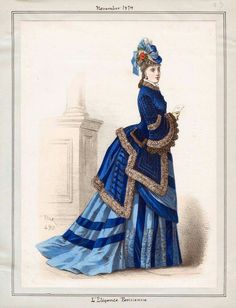 November 1874 L'Elegance Parisienne Victorian Winter, Victorian Paper Dolls, Paper Doll Clothes, Winter Walking, Victorian Paper, Gown Fashion