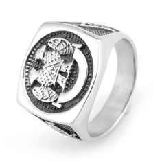 Experience the power and prestige of the 32nd Degree Scottish Rite with our retro silver titanium steel ring. Adorned with the iconic double headed eagle, this ring is a symbol of strength and wisdom. Elevate your style and showcase your dedication to the Freemason ideals with this unique piece.We ship worldwide to 185 countries! Please allow 1-2 business weeks for your order to arrive. Mary Guadalupe, Masonic Jewelry, Templar Cross, Masonic Freemason, Ankh Pendant, Health Bracelet, Double Headed Eagle, Skull Rings, Navy Army