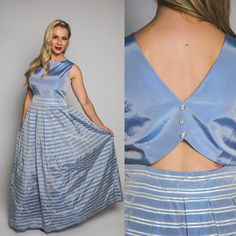 Beautiful 1990s Lavender Ever Beauty Dress Gown with Silver and White Stripes - Medium Disney Sweatshirts, Pink Feathers, Beauty Dress, Dress Gown, Halter Top, Gowns Dresses, White Stripe, High Waisted Skirt, Leather Pants