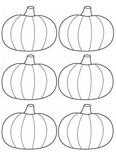 four pumpkins that have been drawn to look like they are in different shapes and sizes