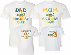 Roarsome at 3 Dinosaur Family Birthday T-Shirts Infant T-Shirt Sizes: 6M, 12M, 18M, 24M Toddler T-Shirt Sizes: 2T, 3T, 4TYouth T-Shirt Sizes: XS (4-5), S (6-7), M (8), L (10-12), XL (14-16) Adult T-Shirt Sizes: XS, S, M, L, XL, 2x, 3x, 4x 4.3 oz 100% combed cotton jersey, 32 singles These shirts are commercially printed on a DTG (Direct to Garment) machine with eco-solvent inks. We offer free shipping via first class mail which is slow so it could take several weeks to reach you if the mail is r White T-shirt With Dinosaur Print For Birthday, First Birthday T-shirt With Dinosaur Print, Dinosaur Print Short Sleeve T-shirt For First Birthday, Crew Neck T-shirt With Dinosaur Print For First Birthday, Dinosaur Family, 2nd Birthday Shirt, Birthday T Shirts, 1st Birthday Shirts, Family Birthday