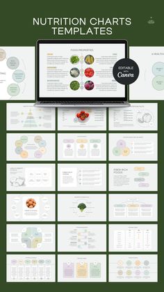 a computer screen with the text nutrition chart templates on it and an image of vegetables