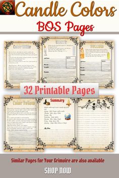 the printable page for candle colors, with two pages to choose from and one is in