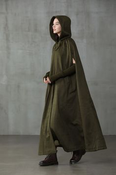 Maxi Hooded Wool Coat Cloak (8 Colors) – Linennaive Hooded Wool Coat, Cloak Coat, Cashmere Cape, Black Winter Coat, Hooded Cape, Color Lab, Cashmere Fabric, Hooded Cloak, Cape Coat