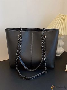 BirdinBag - Chic & Adaptable Chain-Handled Womens Tote Bag Shoulder Tote Bag, Black Bag, Black Tote Bag, Womens Tote, Shoulder Tote, Black Media, Womens Tote Bags, Pu Leather, Composition