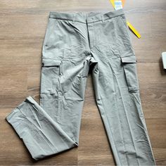 Brand New With Tag. Outer Seam Length Is 41 Inches, Inner Seam Length Is 32 Inches Fitted Cargo Pants With Welt Pockets, Fitted Cargo Style Ankle-length Bottoms, Fitted Cargo Style Ankle-length Pants, Fitted Tapered Leg Cargo Pants For Business Casual, Fitted Straight Cargo Pants For Business Casual, Fitted Cargo Pants For Work, Fitted Gray Pants With Side Pockets, Fitted Work Pants With Side Pockets For Spring, Fitted Gray Cargo Pants With Cargo Pockets