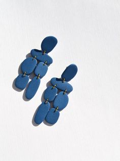 Abstract Earrings, Blue Eye, Vibrant Blue, Organic Shapes, Statement Earrings, Greece, Polymer Clay, Dangle Drop Earrings, Drop Earrings