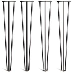 four metal poles are shown in three different positions