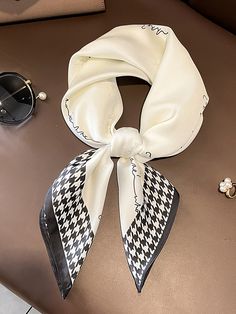 Houndstooth Shawl & Scarf BEIGE-One_size Luxury Women's Scarf, White Luxury Silk Scarf, Luxury Beige Silk Scarf, Luxury White Silk Scarf, Kenzo Wallpaper, Houndstooth Scarf, Leisure Fashion, Shawl Scarf, Scarf Hat