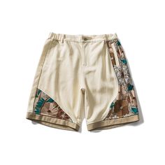 PANELED EMBROIDERED STRAIGHT-LEG KNEE LENGTH SHORTS BRIT STYLE CASUAL & LOOSE – guochao3928 Beige Wide Leg Bottoms With Built-in Shorts, Khaki Wide Leg Shorts For Spring, Khaki Wide-leg Shorts For Spring, Beige Summer Pants With Side Pockets, Trendy Beige Wide-leg Shorts, Relaxed Fit Khaki Pants With Built-in Shorts, Khaki Short Pants For Summer, Khaki Short Summer Pants, Relaxed Fit High-waisted Shorts With Patch Pockets