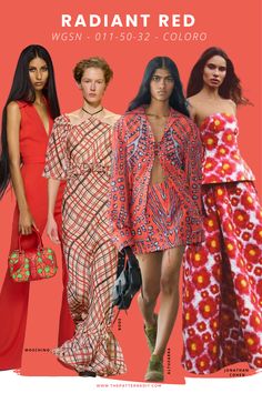 Radiant Red color in fashion for Spring 2024 Radiant Red Color, Radiant Red Fashion, Ss24 Print Trends Wgsn, 2024 Spring Summer Fashion Print Trends, Spring Colours 2024, Wgsn Ss24, Trends Spring 2024, Spring Summer 2023 Fashion Trends Colors, Color Trends 2024 Fashion