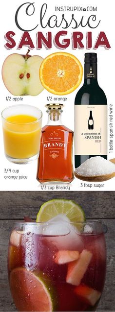 the ingredients for an apple cider sangria are shown in this recipe and instructions