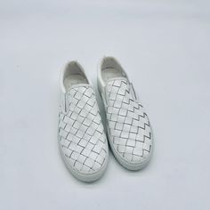 Beautiful White Woven Leather Slip On Sneaker. Nicely Padded. Never Worn. Sticker Still On Bottom. White Low-top Slip-ons With Woven Sole, Marc Fisher, Leather Slip Ons, Slip On Sneakers, White Leather, Womens Shoes Sneakers, Slip On Sneaker, Shoes Sneakers, Slip On