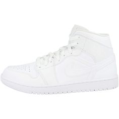 PRICES MAY VARY. An Air-Sole unit provides lightweight cushioning Real and synthetic leather upper offers durability and structure Solid rubber outsole gives traction on various surfaces Textile tongue feels soft and comfortable Jordan Mid, Mid Shoes, Men's High Top Sneakers, Retro Basketball Shoes, White Jordans, Nike High Tops, Nike Air Jordan 1 Mid, Air Jordan Retro, Mens High Tops