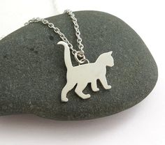 Kitten Pendant Necklace - Sterling Silver Silver Cat Pendant, Cat Necklace Silver, Necklace Cat, Cat Pendant Necklace, Carved Pendant, Sterling Silver Cat, Cat Pendant, Silver Jewelry Design, Silver Cat