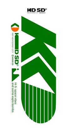 a green and white logo with the words kdsd on it's side