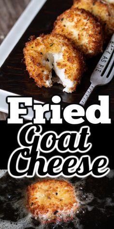 fried goat cheese is sitting on a plate