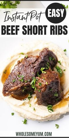 Easy Instant Pot Beef Short Ribs Recipe (Paleo) Instant Pot Beef Short Ribs, Instant Pot Short Ribs, Beef Short Ribs Recipe, Cooking Short Ribs, Boneless Beef Short Ribs, Beef Ribs Recipe, Keto Carnivore, Beef Short Rib Recipes, Low Carb Crock Pot Recipes