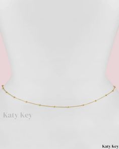 Katy Key - Elegant Beaded Waist Chain with a Minimalistic Design Dainty Waist Chain With Adjustable Chain, Adjustable Dainty Waist Chain, Minimalist Adjustable Body Chain With Delicate Chain, Minimalist Adjustable Delicate Body Chain, Adjustable Gold Waist Chain With Tiny Beads, Dainty Adjustable Delicate Waist Chain, Dainty Adjustable Beaded Chain Necklace, Adjustable Beaded Chain Necklace With Round Beads, Minimalist Waist Chain For Gift