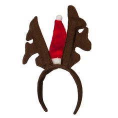 Santa Antlers Cap HeadbandMade of 100% PolyesterOne size fits most with clip on, fitting up to 7 1/2.Clip is 1 inch wide, with reindeer Antler Headband and Attached Santa Hat 7 inch tall brown antlers are 4 1/2 inches across at widest pointHand washable only.Imported.Available in different styles and colors. Can't make up your mind on whether you want to dress up as santa or a reindeer this year? You can be both with our Santa Antlers Cap Headband. The headband and antlers are made with felt, wh Felt Reindeer, Halloween Costumes For Sale, Reindeer Dress, New Halloween Costumes, Headband Christmas, Reindeer Head, Clever Halloween Costumes, Antler Headband, Comfortable Headbands