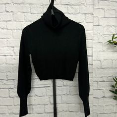 Perfect Condition Size Small Cropped Turtleneck Sweater, Cropped Turtleneck, Black Crop, Turtleneck Sweater, Sweaters For Women, Turtle Neck, Tags, Women Shopping, Black