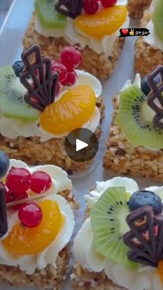 fruit and cereal treats are arranged on a plate