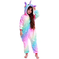 Pink Rainbow TianMa / 10T(Height 125-135CM Animal Cartoon Blanket Onesie Unicorn, Dinosaur Pajamas, Animal Onesie, Animal Pajamas, Cute Buns, Diy Kostüm, Cozy Pajamas, Girl Onesies, Animal Cartoon