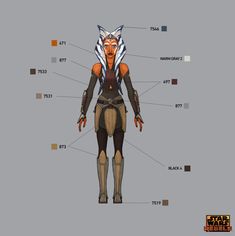 the star wars costume and light saber color guide for anakaa is shown in this screenshot